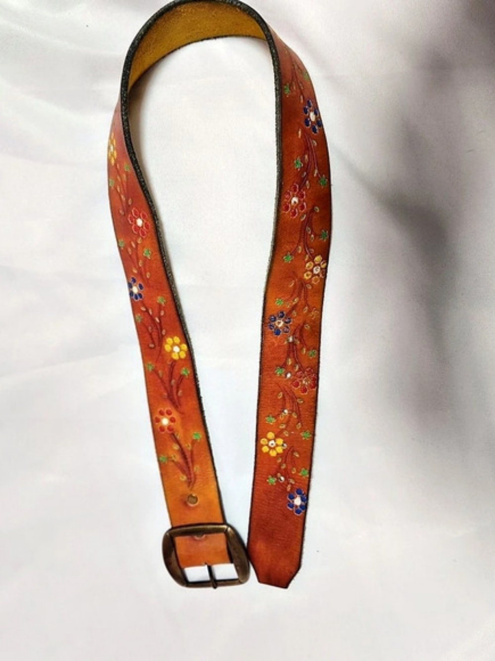 Floral Embroidered Brown Belt Women's